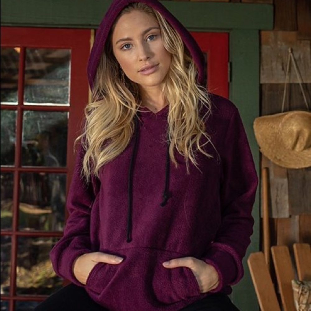 Milly Penzance Women’s Plum Fleece Pullover Hoodie EUC